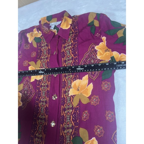 Vintage SK‎ & Company Shirt Womens Petite Small Floral Long Sleeve Button Up 90s - Picture 11 of 13